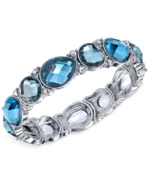 2028 Silver-tone Blue Faceted Stone Stretch Bracelet, A Macy's Exclusive Style