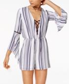 Xoxo Juniors' Striped Bell-sleeve Lace-up Romper