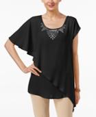 Ny Collection Embellished Asymmetrical-hem Top