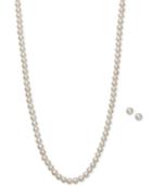 Cultured Freshwater Pearl (5mm) Necklace And Earring Set In Sterling Silver