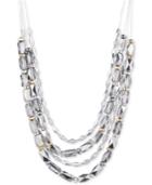 Nine West Tri-tone Beaded Multi-layer Statement Necklace