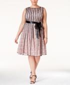 Sl Fashions Plus Size Lace Striped A-line Dress