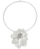 Robert Lee Morris Soho Silver-tone Sculptural Flower Pendant Collar Necklace