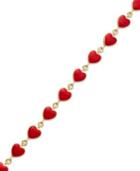 Lily Nily Children's 18k Gold Over Sterling Silver Bracelet, Red Enamel Heart Bracelet