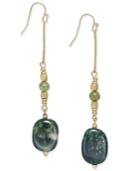 Inc International Concepts Gold-tone Blue Stone Linear Drop Earrings, Only At Macy's