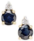 Sapphire (3/4 Ct. T.w.) And Diamond Accent Stud Earrings In 14k Gold