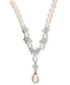 Cultured Freshwater Pearl (7-12mm) And Swarovski Zirconia (7-3/4 Ct. T.w.) Y-shaped Necklace In Sterling Silver
