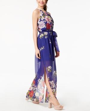 Bcx Juniors' Floral-print Halter Maxi Dress