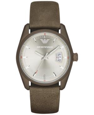 Emporio Armani Men's Tazio Khaki Leather Strap Watch 43mm Ar6079