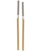 Two-tone Stick-design Linear Drop Earrings In Italian 14k White And Yellow Gold