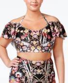 Becca Etc Plus Size Havana Off-the-shoulder Bikini Top Women's Swimsuit