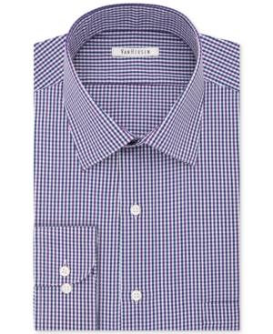 Van Heusen Men's Classic-fit Wrinkle-free Purple Checked Dress Shirt