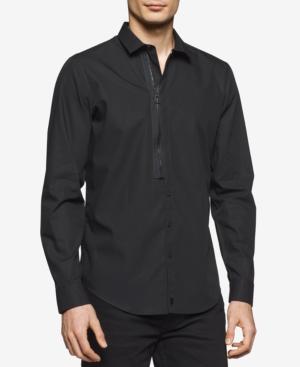 Calvin Klein Men's Half-zip Half-button Cotton Shirt