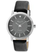 Kenneth Cole New York Watch, Men's Diamond Accent Black Leather Strap 44mm Kc1986