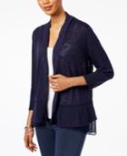 Style & Co Open-front Chiffon-hem Cardigan, Only At Macy's