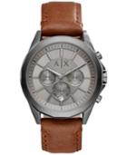 Ax Armani Exchange Men's Chronograph Brown Leather Strap Watch 44mm Ax2605