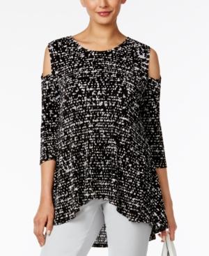 Alfani Printed Cold Shoulder Top, Only At Macy's