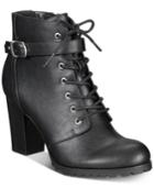 Style & Co Cayte Lace-up Ankle Booties, Created For Macy's Women's Shoes