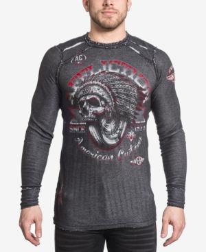 Affliction Men's Thermal Bull Run Graphic-print Cotton Shirt