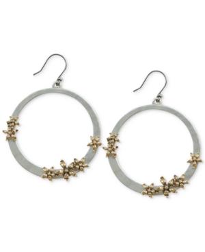 Lucky Brand Two-tone Flower Drop Hoop Earrings