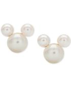 Disney Children's Mother-of-pearl Mickey Mouse Stud Earrings In 14k Gold