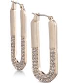Dkny Gold-tone Pave Elongated Hoop Earrings, Created For Macy's