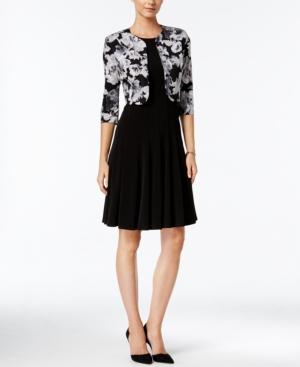 Jessica Howard Fit & Flare Dress And Floral-print Jacket