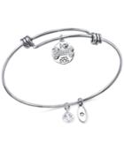Unwritten Dog Charm And Crystal Adjustable Bracelet In Stainless Steel