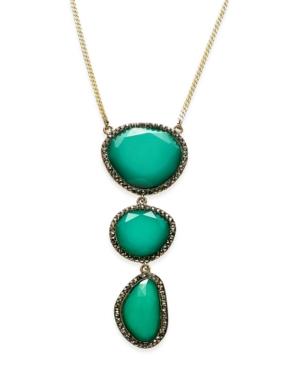 Inc International Concepts Gold-tone Green Stone Pendant Necklace, Only At Macy's