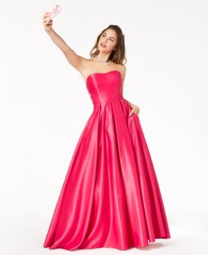 Blondie Nites Juniors' Strapless X-cutout Ball Gown