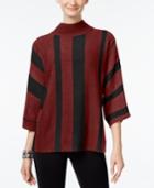 Ny Collection Mock-neck Striped Sweater