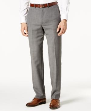 Ryan Seacrest Distinction Men's Gray Sharkskin Modern-fit Pants