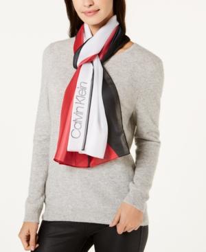 Calvin Klein Colorblocked Satin Stripe Scarf