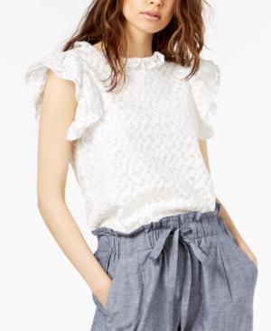 Jill Jill Stuart Ruffle-trim Embroidered Top, Created For Macy's