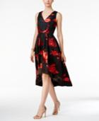 Sl Fashions Floral-print High-low Cocktail Dress