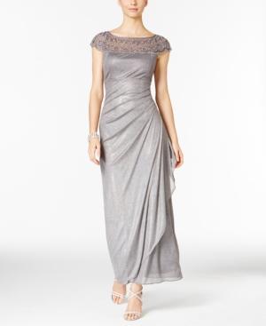 Msk Embellished Ruched Cascade Gown