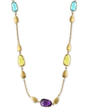 Effy Multi-gemstone And Teardrop Statement Necklace (13-1/2 Ct. T.w.) In 14k Gold