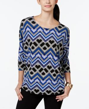 Alfani Petite Printed Dolman-sleeve Top, Only At Macy's