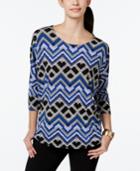 Alfani Petite Printed Dolman-sleeve Top, Only At Macy's