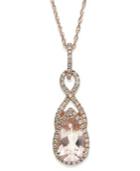 Morganite (1-1/10 Ct. T.w.) And Diamond (1/5 Ct. T.w.) Drop Pendant Necklace In 14k Rose Gold