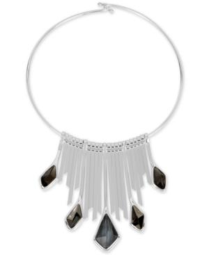 Robert Lee Morris Soho Silver-tone Multi-stone Fringe Wire Statement Necklace