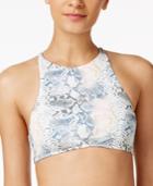 Roxy Strappy Love Snake-print High-neck Bikini Crop Top Women's Swimsuit
