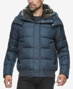 Marc New York Men's Rockingham Puffer Bomber With Faux Fur Collar