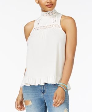 American Rag Juniors' Crochet-trim Ruffled-hem Tank Top, Only At Macy's