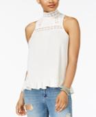 American Rag Juniors' Crochet-trim Ruffled-hem Tank Top, Only At Macy's