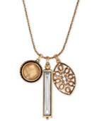 Lucky Brand Gold-tone Crystal And Cutout Charm Necklace