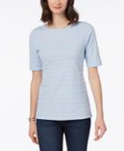 Charter Club Cotton Textured-stripe Top, Created For Macy's