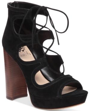 Vince Camuto Kamaye Block-heel Lace-up Sandals Women's Shoes