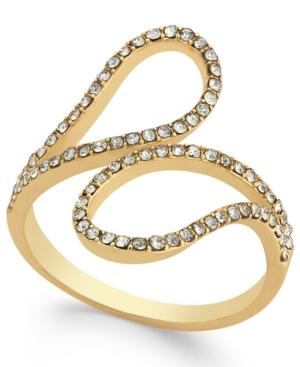 Inc International Concepts Gold-tone Pave Crystal Bypass Ring, Only At Macy's
