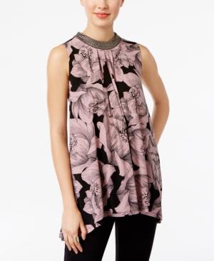 Alfani Petite Floral-print Embellished Top, Only At Macy's